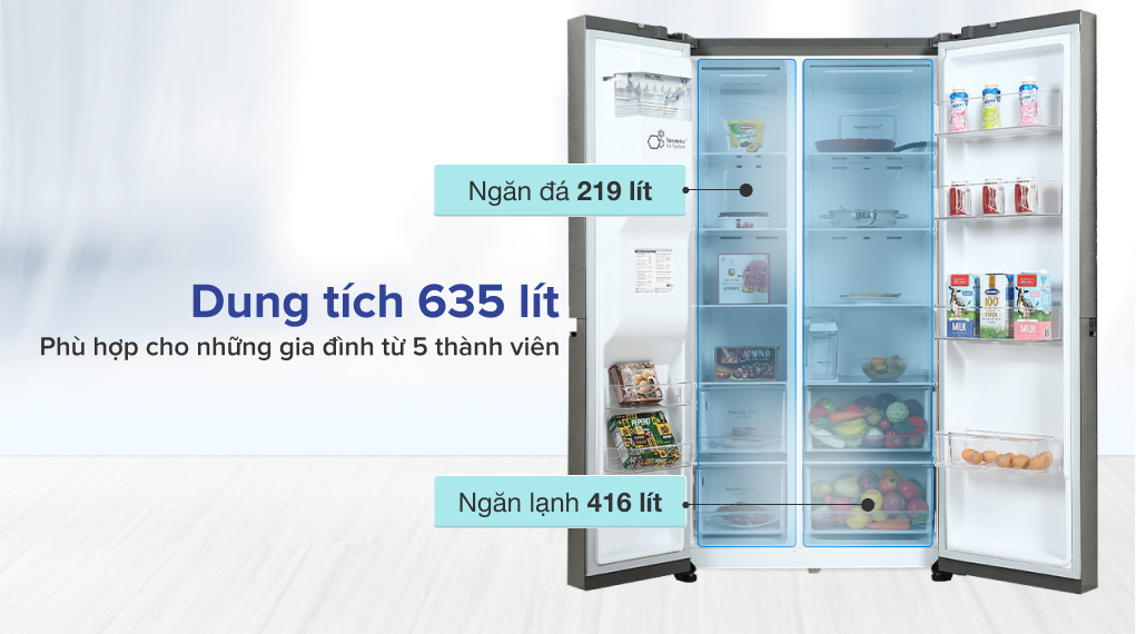Tủ lạnh LG Inverter 635 Lít GR-D257JS - Dung tích sử dụng
