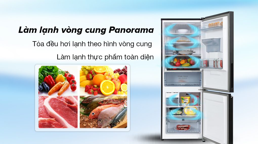 Tủ lạnh Panasonic Inverter 300 lít NR-BV331WGKV - Làm lạnh vòng cung Panorama giúp làm lạnh đều thực phẩm