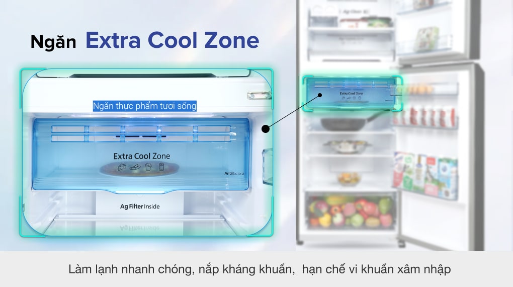 Tủ lạnh Panasonic Inverter 326 lít NR-TL351VGMV - Ngăn Extra Cool Zone