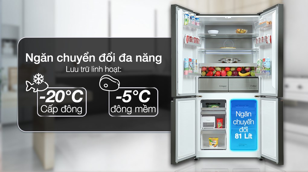 Tủ lạnh Beko Inverter 553 lít GNO51651GBVN - Ngăn đá và ngăn chuyển đổi