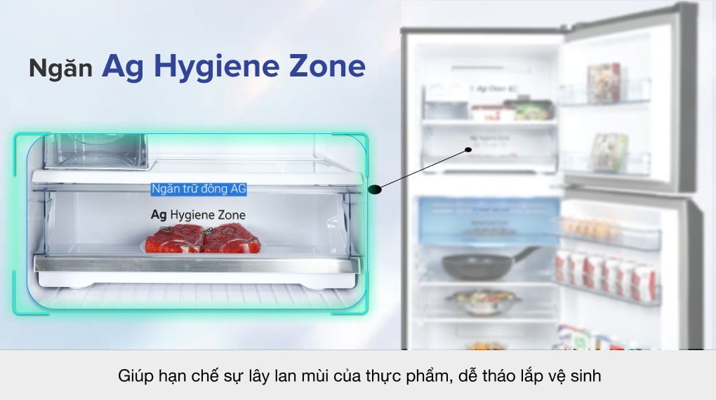 Tủ lạnh Panasonic Inverter 326 lít NR-TL351VGMV - Ngăn trữ đông tinh thể bạc Ag Hygiene Zone
