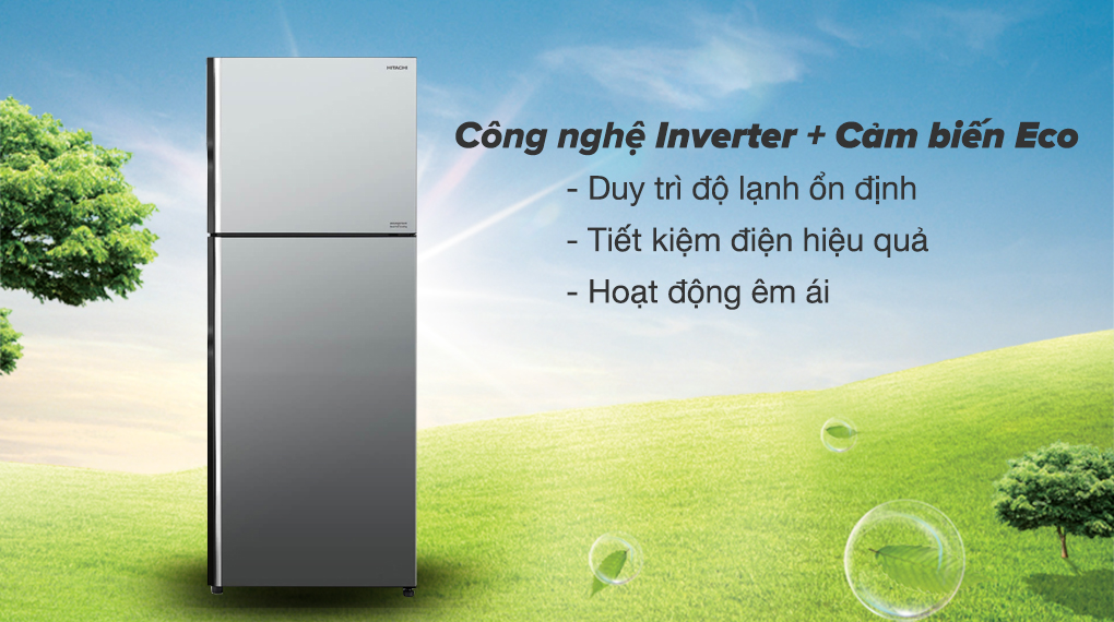 Tủ lạnh Hitachi Inverter 406 lít R-FVX510PGV9 MIR - Công nghệ Inverter tích hợp cảm biến Eco mang lại hiệu quả tiết kiệm điện 
