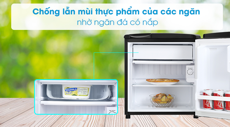 Tủ lạnh Aqua 50 lít AQR-D59FA(BS)-Có khả năng làm đông thực phẩm với ngăn đá riêng biệt