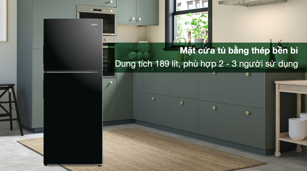 Tủ lạnh Aqua Inverter 189 lít AQR-T220FA(FB) - Mặt cửa tủ bằng thép bền bỉ, dung tích 189 lít phù hợp gia đình từ 2 - 3 người