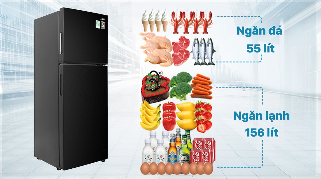 Tủ lạnh Aqua Inverter 211 lít AQR-T238FA(FB) - Dung tích phù hợp gia đình 2 - 3 người