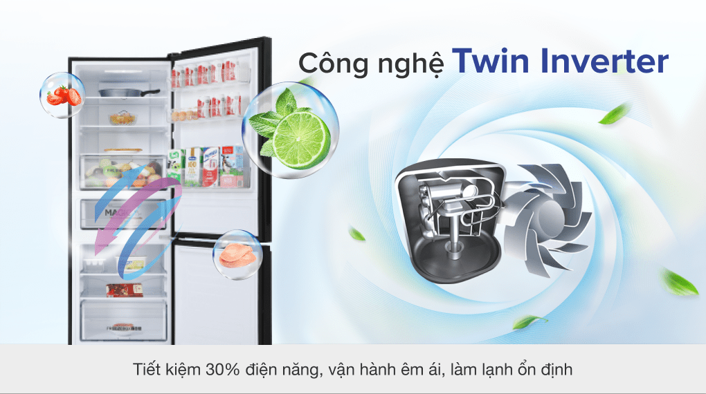 Tủ lạnh Aqua Inverter 292 lít AQR-B348MA(FB) - Công nghệ Twin Inverter