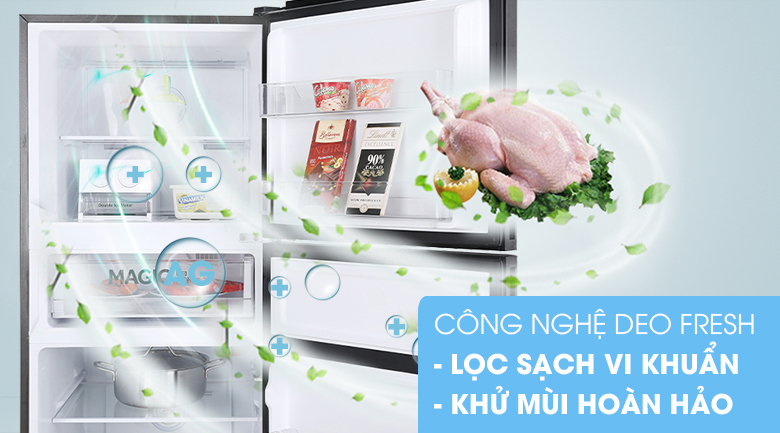 Tủ lạnh Aqua Inverter 312 lít AQR-T359MA(GB)-Lọc sạch vi khuẩn, khử mùi hoàn hảo bởi công nghệ DEO Fresh