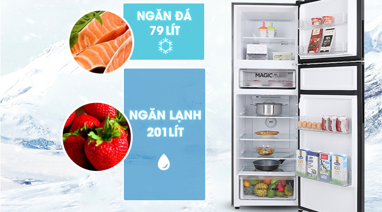 Tủ lạnh Aqua Inverter 312 lít AQR-T359MA(GB) - Dung tích 312 lít phù hợp cho gia đình 3 -4 người