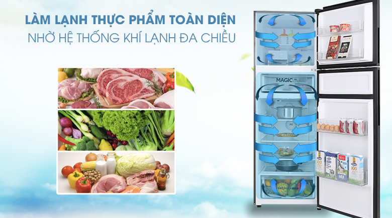 Tủ lạnh Aqua Inverter 312 lít AQR-T359MA(GB)-Làm lạnh thực phẩm toàn diện nhờ hệ thống khí lạnh đa chiều 