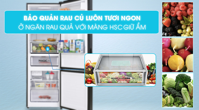 Tủ lạnh Aqua Inverter 320 lít AQR-B379MA(WGB) - Ngăn rau quả