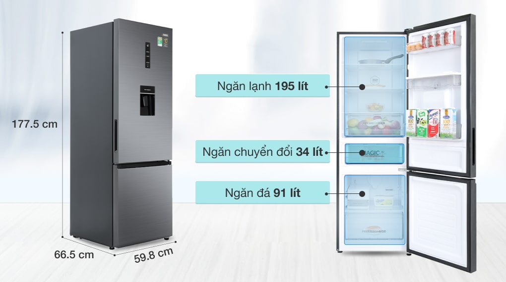Tủ lạnh Aqua Inverter 320 lít AQR-B399MA(WHB) - Dung tích