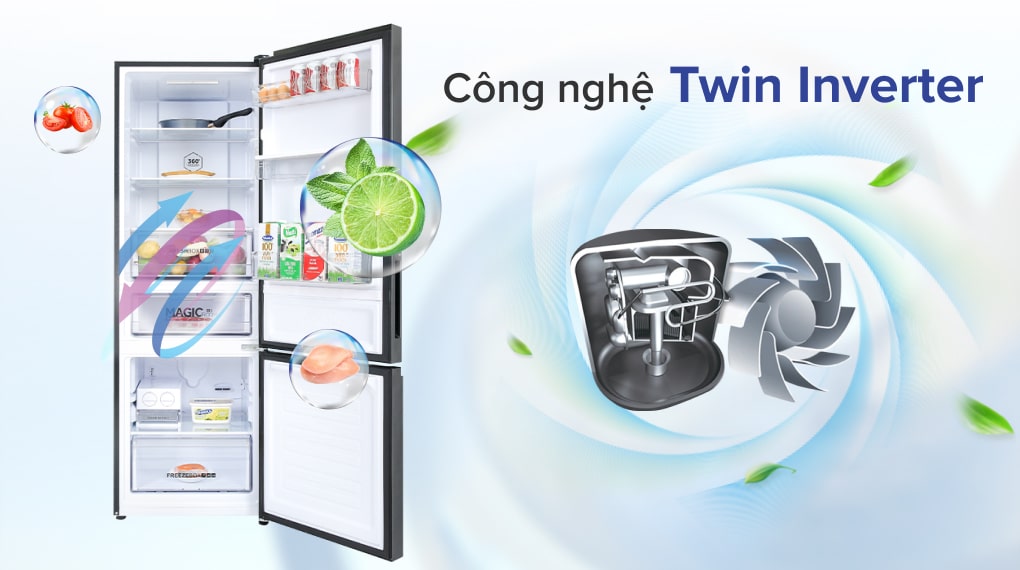 Tủ lạnh Aqua Inverter 320 lít AQR-B399MA(WHB) - Twin Inverter
