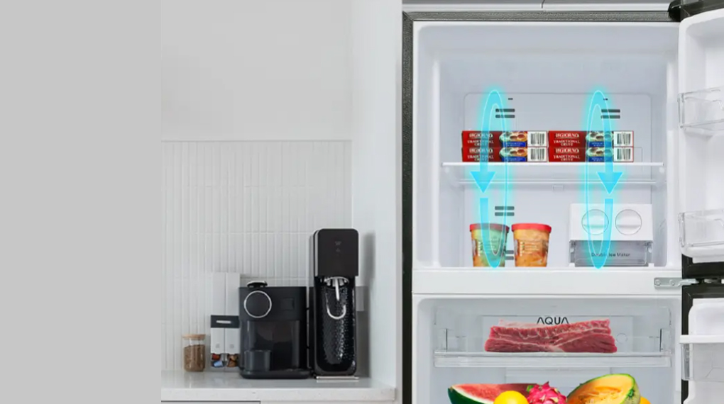 Tủ lạnh Aqua Inverter 347 lít AQR-T390FA(WGM) - Công nghệ làm lạnh đa chiều giúp làm lạnh thực phẩm toàn diện, hỗ trợ kéo dài thời gian bảo quản thực phẩm lâu hơn