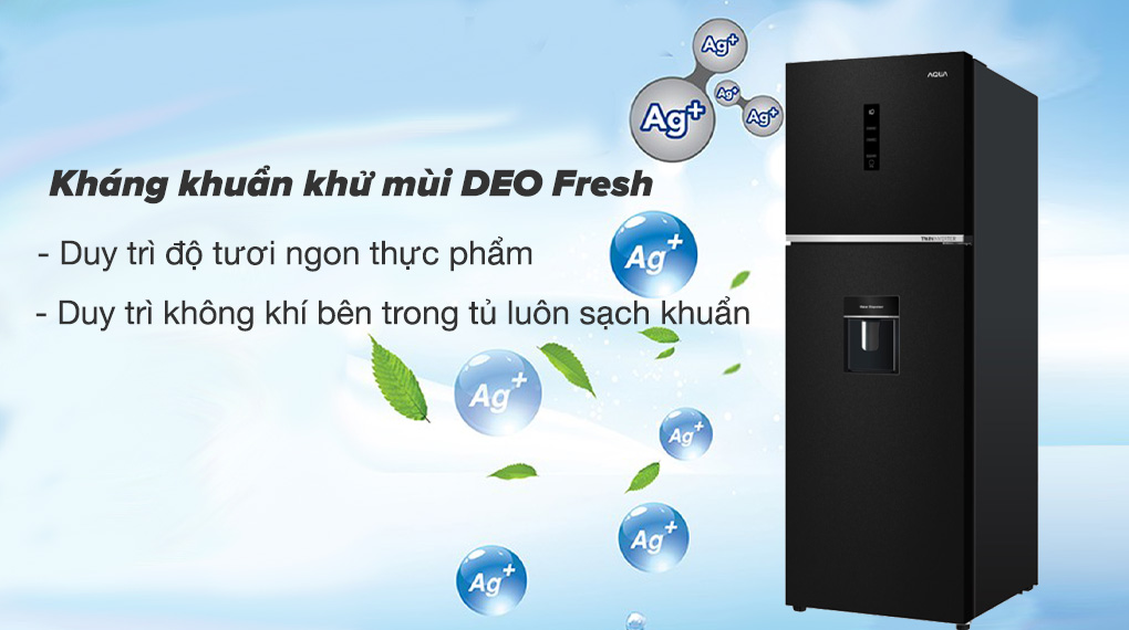 Tủ lạnh Aqua Inverter 347 lít AQR-T400FA(FB) - Kháng khuẩn khử mùi DEO Fresh giúp duy trì độ tươi ngon và giữ không khí bên trong tủ luôn sạch khuẩn