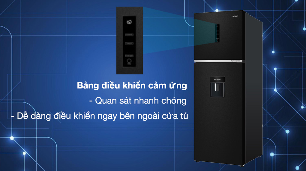 Tủ lạnh Aqua Inverter 347 lít AQR-T400FA(FB) - Bảng điều khiển cảm ứng bên ngoài dễ sử dụng
