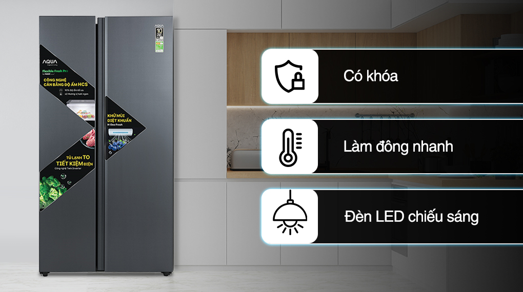 Tủ lạnh Aqua Inverter 646 lít AQR-S682XA(SLB) - Tiện ích