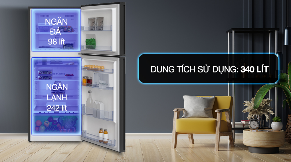 Tủ lạnh Beko Inverter 340 lít RDNT371E50VZHFSGB