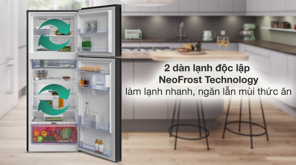 Tủ lạnh Beko Inverter 375 lít RDNT401E50VZHFSGB - Công nghệ NeoFrost Technology hai dàn lạnh độc lập