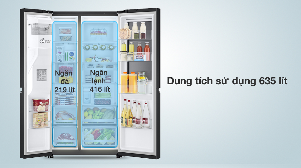 Tủ lạnh LG Inverter 635 Lít Side By Side InstaView Door-in-Door GR-X257BL - Dung tích