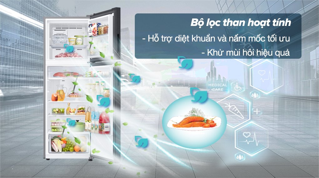 Tủ lạnh Samsung Inverter 348 lít RT35CG5424B1SV - Bộ lọc than hoạt tính khử mùi hiệu quả, loại bỏ vi khuẩn và nấm mốc tối ưu