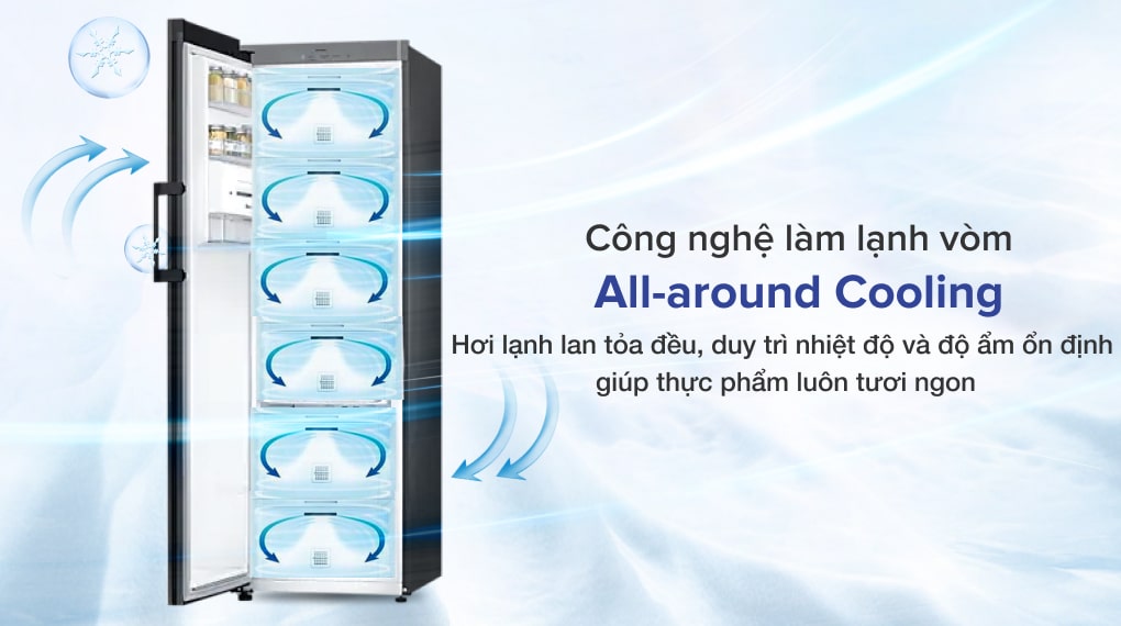 Tủ lạnh Samsung Inverter 323 lít RZ32T744535/SV - Công nghệ làm lạnh vòm All-around Cooling