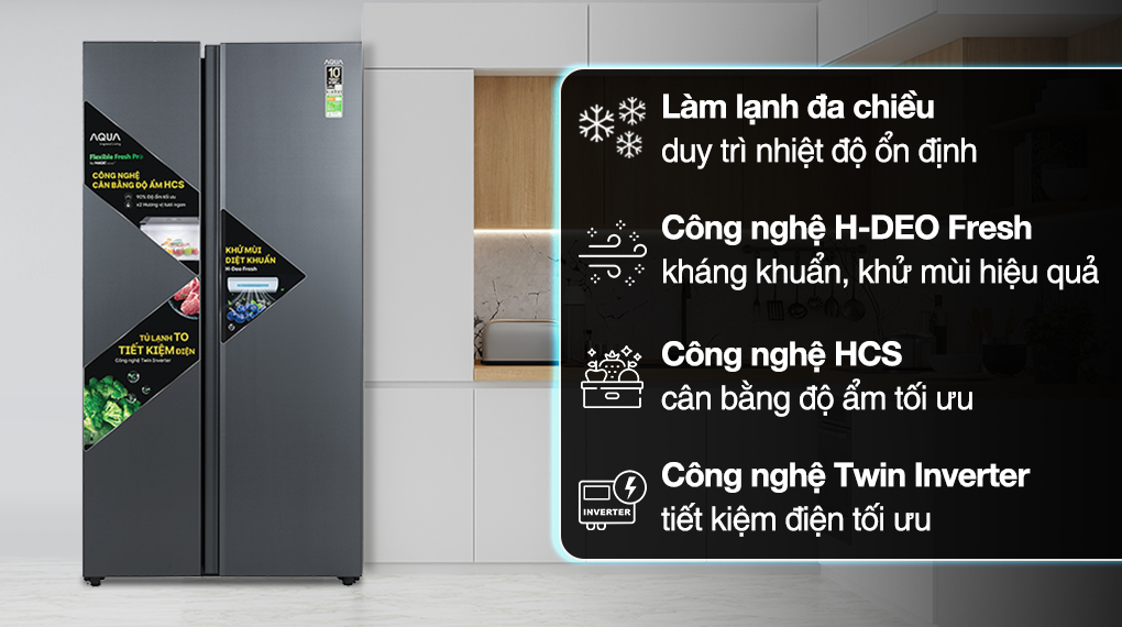 Tủ lạnh Aqua Inverter 646 lít AQR-S682XA(SLB) - Tổng quan