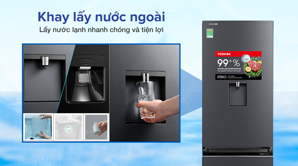 Tủ lạnh Toshiba Inverter 322 lít GR-RB405WE-PMV(06)-MG - Khay lấy nước tự động