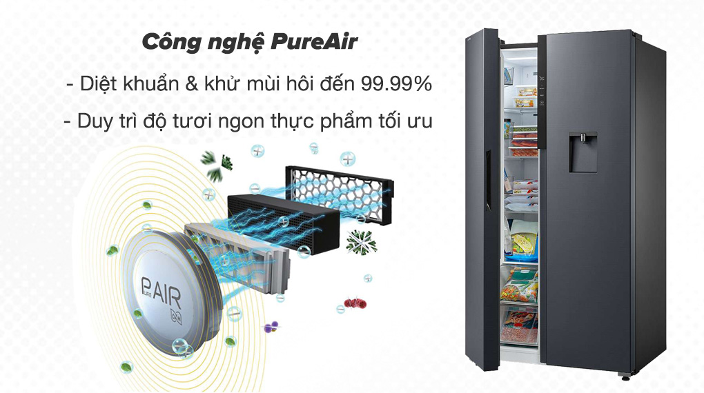 Tủ lạnh Toshiba Inverter 596 lít GR-RS775WI-PMV(06)-MG - Công nghệ PureAir diệt khuẩn và khử mùi hôi đến 99.99%