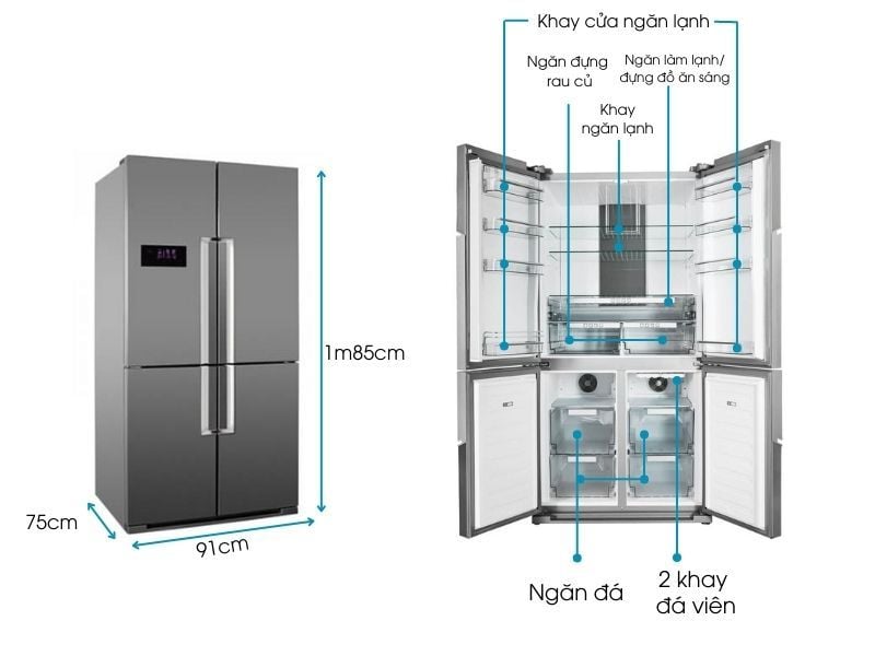 Tủ lạnh 4 Cánh Hafele HF-SBSIB 539.16.230 - hình 1