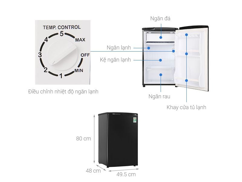 Tủ lạnh Aqua 90 lít AQR-D99FA (BS) - hình 1