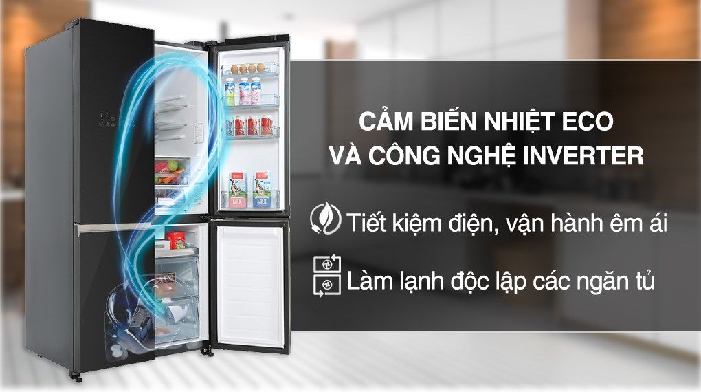 Tủ lạnh Hitachi Inverter 569 lít Multi Door R-WB640VGV0 GBK - hình 3