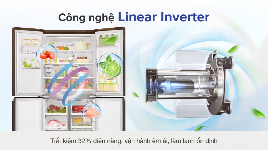 Tủ lạnh LG Inverter 494 lít GR-D22MB - hình 3