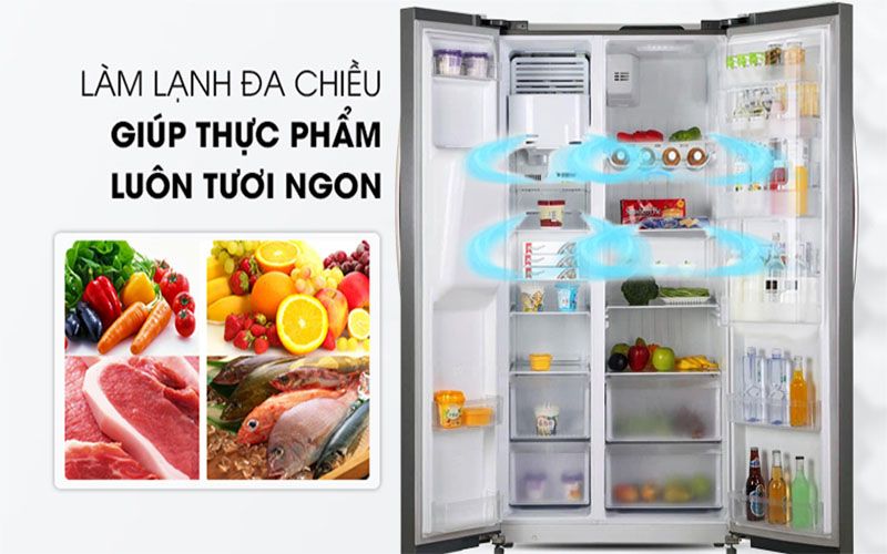 Tủ lạnh Side By Side 2 cánh Kaff KF-BCD606MBR - Hàng chính hãng - hình 3