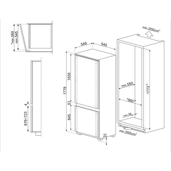 Tủ lạnh âm tủ Smeg 269 lít C81721EI Universale - hình 5