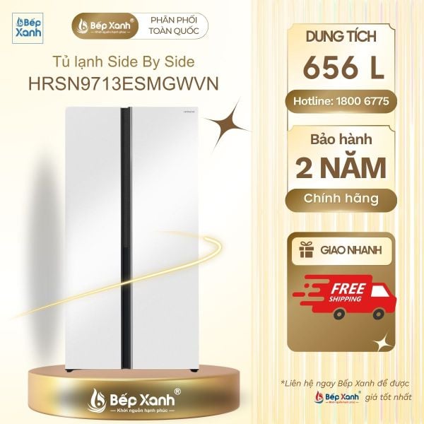 Tủ lạnh Hitachi Inverter 656 lít Side By Side HRSN9713ESMGWVN