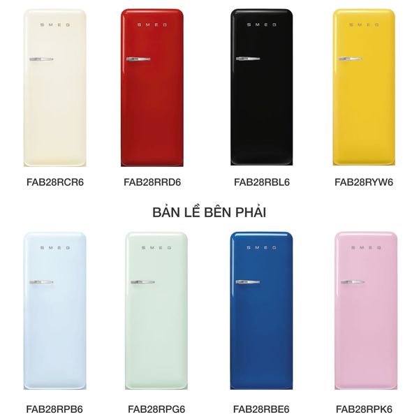 Đánh giá Tủ lạnh inverter Smeg 270 lít FAB28xxx6 màu trơn