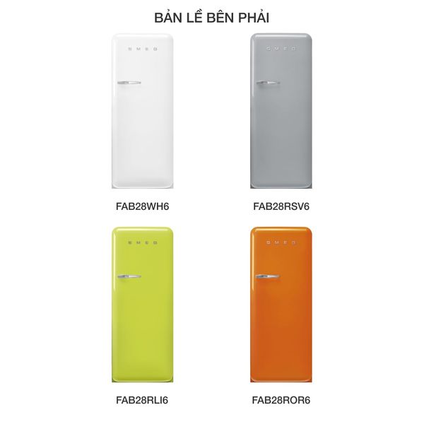 Tủ lạnh inverter Smeg 270 lít FAB28xxx6 màu trơn - hình 3