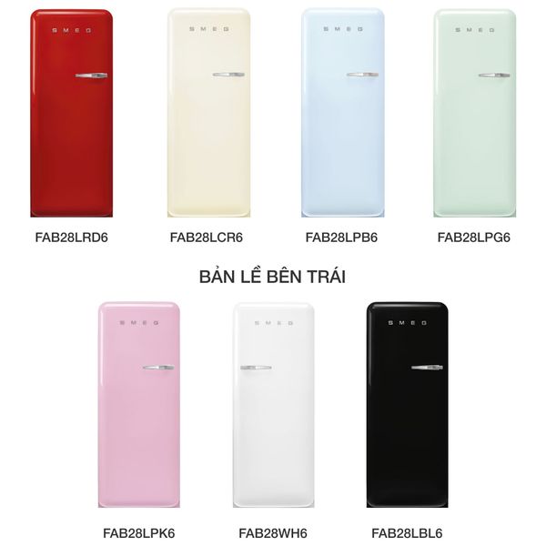 Tủ lạnh inverter Smeg 270 lít FAB28xxx6 màu trơn - hình 4