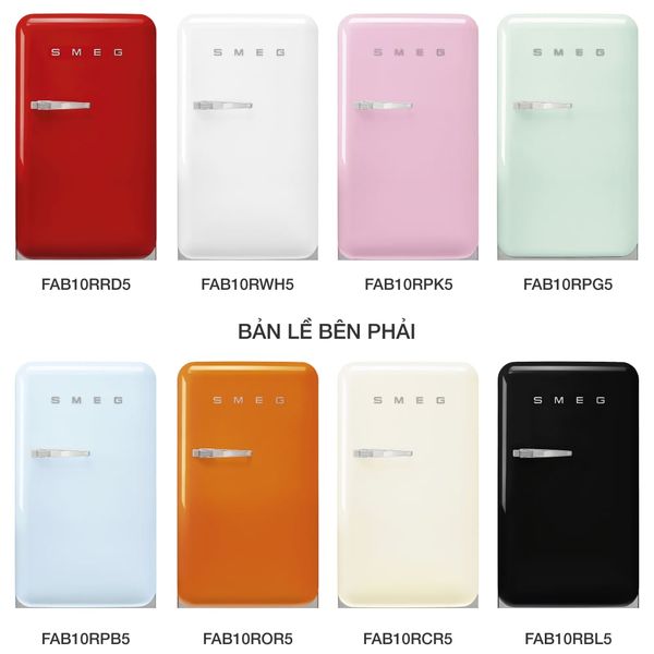 Đánh giá Tủ lạnh mini Smeg 122 lít FAB10RRD5 màu trơn