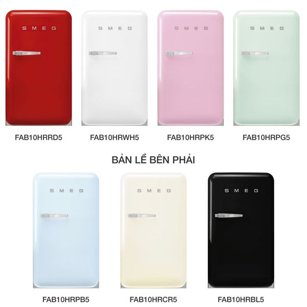 Đánh giá Tủ lạnh mini Smeg 135 lít FAB10H màu trơn