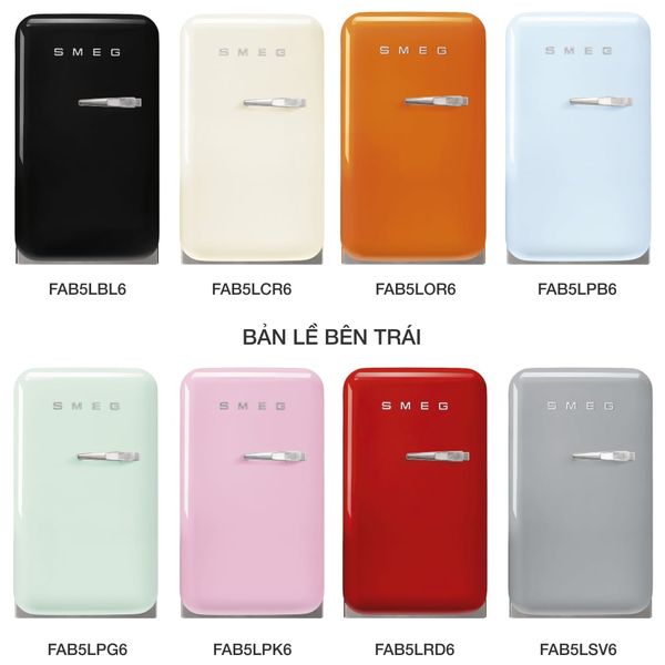Tủ lạnh mini Smeg 34 lít FAB5xxx6 màu trơn - hình 3