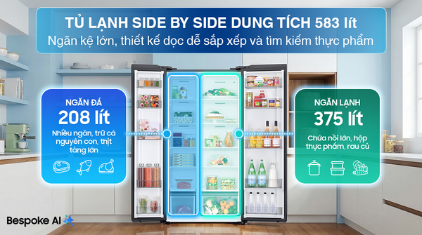 Tủ lạnh Samsung Inverter 583 lít Side By Side RS57DG400EM9SV ảnh 5