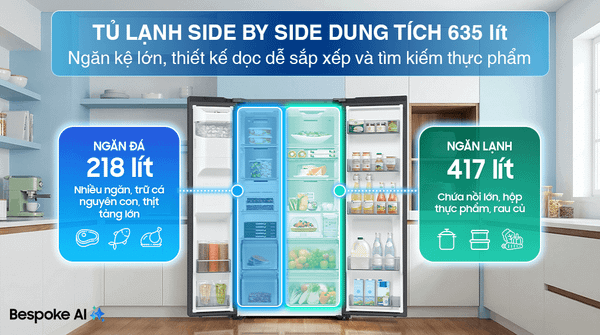 Tủ lạnh Samsung Inverter 635 lít RS70F65K2FSV - hình 7
